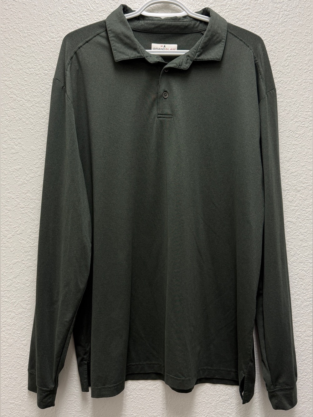 Grand Slam Performance Men's XL Long Sleeve Polo in Dark Forest Green